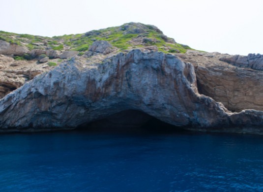 entrance to the blue cave in cabrera island